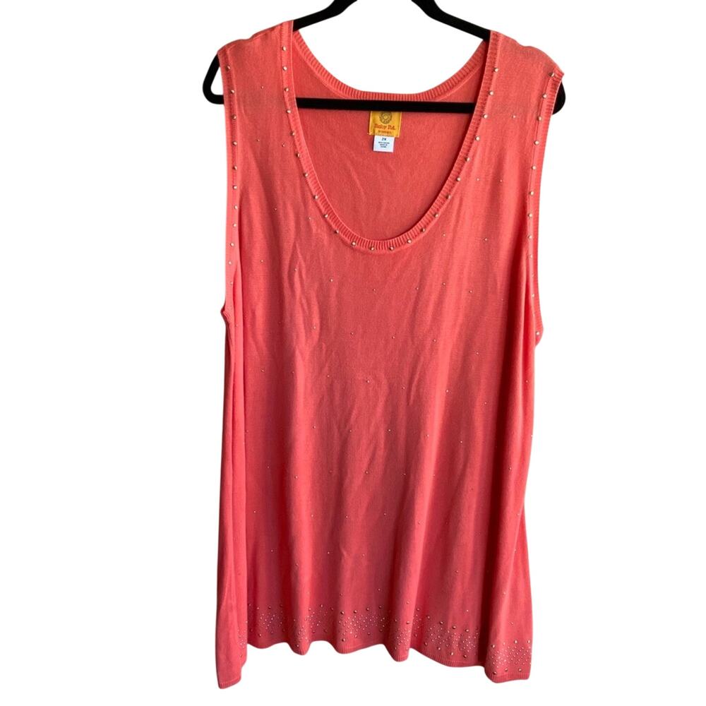 Ruby Rd. Bling Sleeveless Top In Coral Women's Size 2X